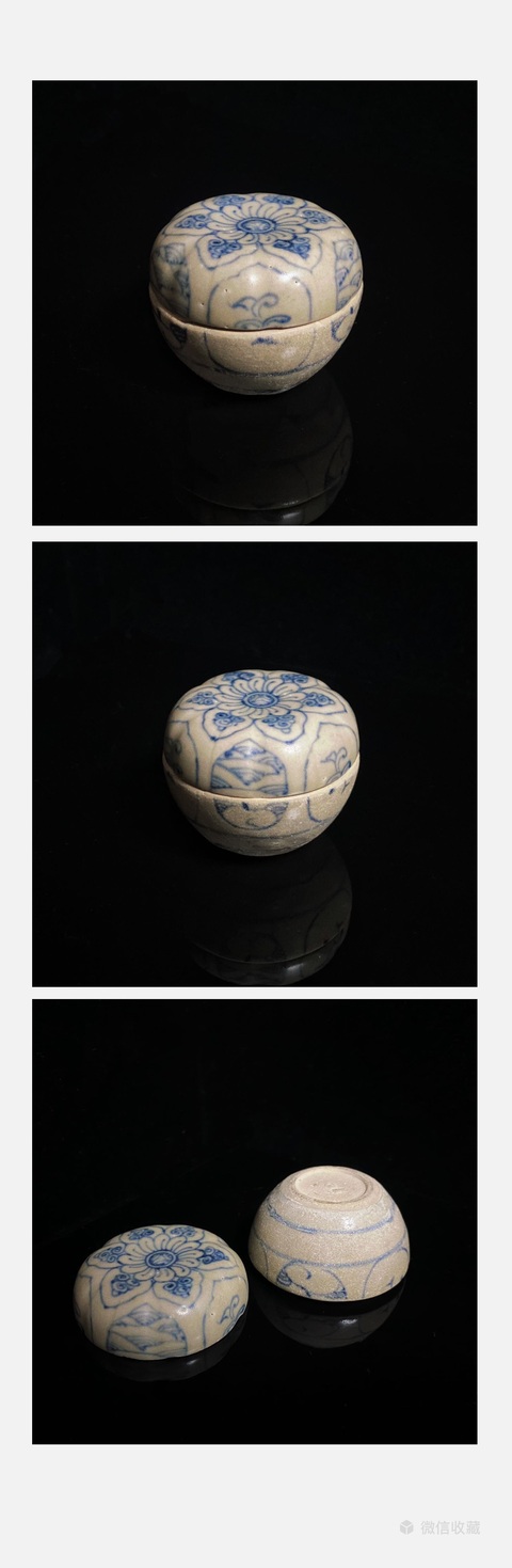古玩陶瓷明中期萬歷天啟青花花卉紋粉盒拍賣,當前價格1150元