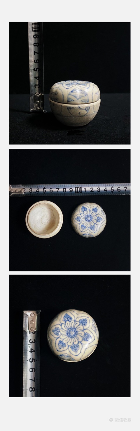 古玩陶瓷明中期萬歷天啟青花花卉紋粉盒拍賣,當前價格1150元