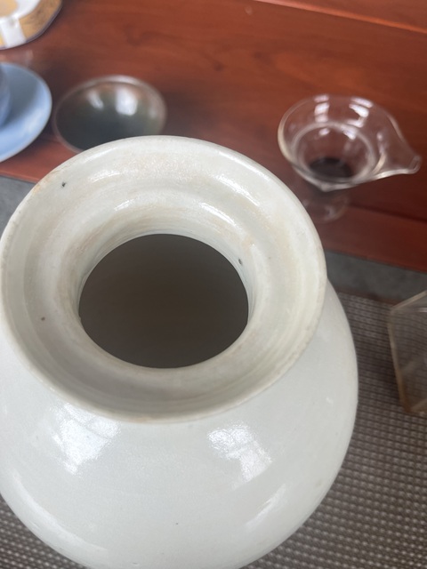 古玩陶瓷青白釉盤口瓶真品鑒賞圖