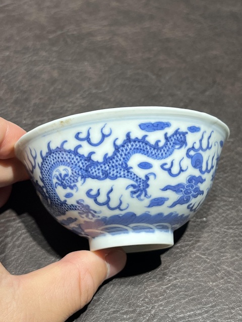 古玩陶瓷清光緒 青花龍紋碗真品鑒賞圖