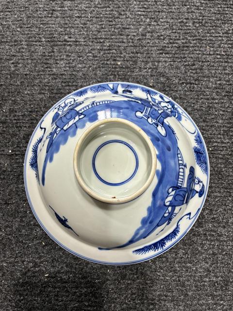 古玩陶瓷青花三星高照圖折沿碗真品鑒賞圖