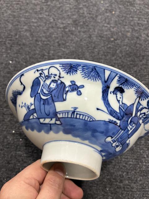 古玩陶瓷青花三星高照圖折沿碗真品鑒賞圖