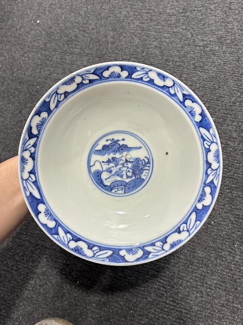 古玩陶瓷青花三星高照圖折沿碗真品鑒賞圖