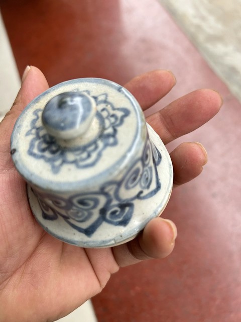 古玩陶瓷正德青花梅瓶蓋子真品鑒賞圖