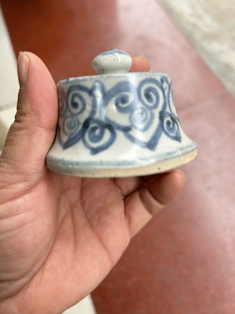 古玩陶瓷正德青花梅瓶蓋子真品鑒賞圖