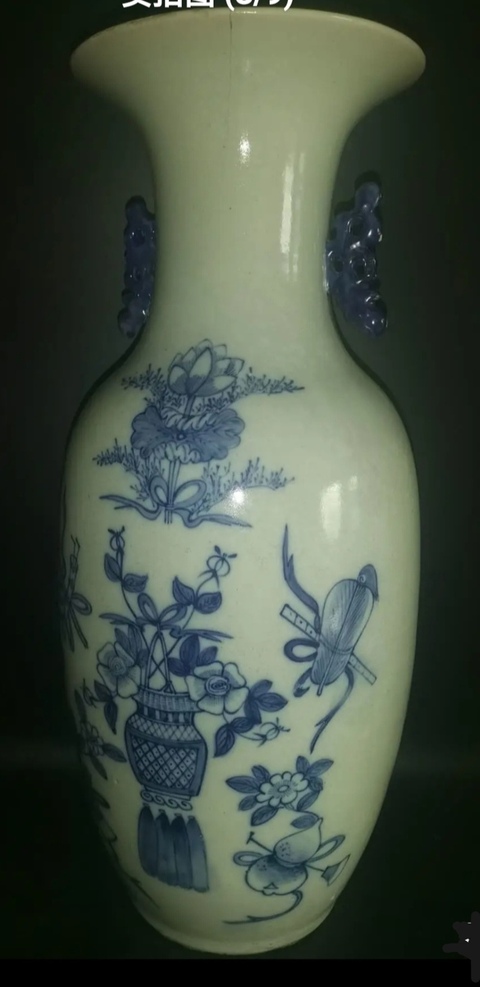 古玩陶瓷清晚期豆青釉暗八仙青花大瓶拍賣,當(dāng)前價格1180元