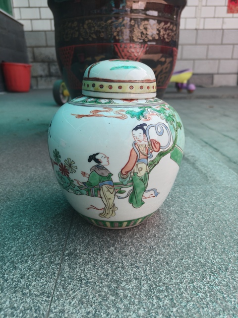 古玩陶瓷五彩人物故事罐真品鑒賞圖