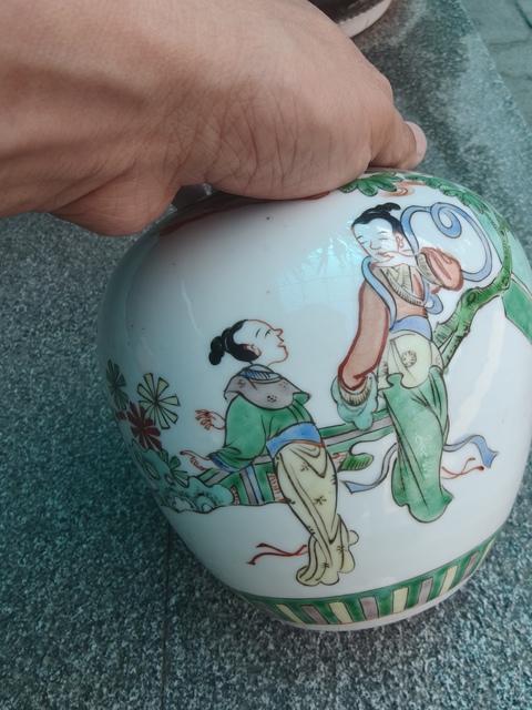 古玩陶瓷五彩人物故事罐真品鑒賞圖