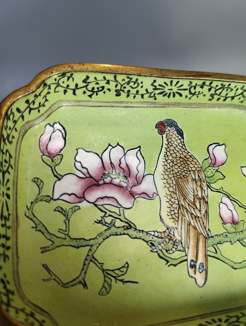 古玩陶瓷銅胎畫琺瑯花鳥紋盤拍賣,當前價格123元