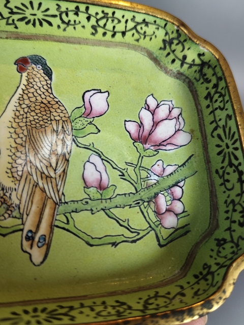 古玩陶瓷銅胎畫琺瑯花鳥紋盤拍賣,當前價格123元