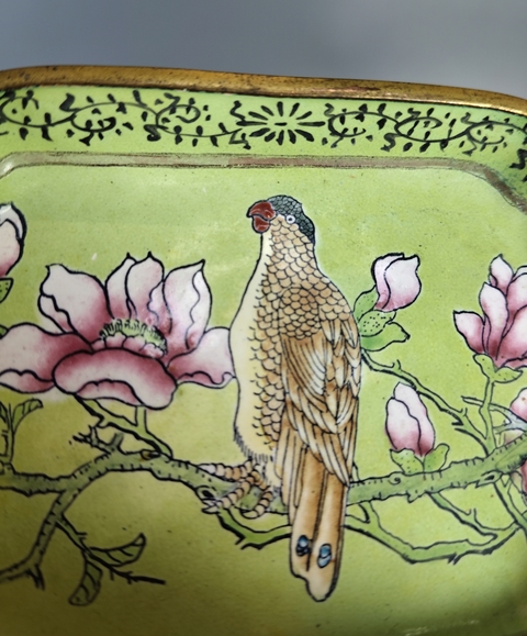 古玩陶瓷銅胎畫琺瑯花鳥紋盤拍賣,當前價格123元