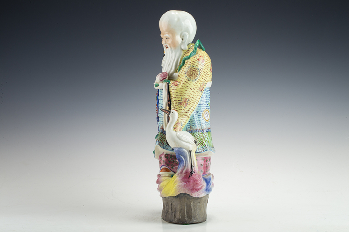 古玩陶瓷民國·粉彩壽星瓷塑真品鑒賞圖