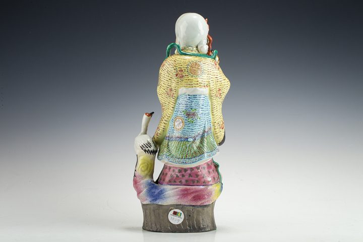 古玩陶瓷民國·粉彩壽星瓷塑真品鑒賞圖