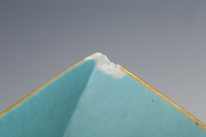 古玩陶瓷清中·藍(lán)釉描金團(tuán)壽紋茶船拍賣(mài)，當(dāng)前價(jià)格5000元