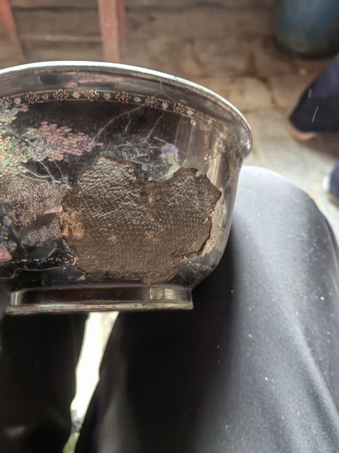 古玩雜項(xiàng)清代黑漆銀胎嵌螺鈿漆器碗真品鑒賞圖