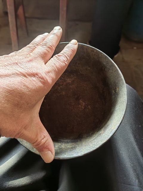 古玩雜項(xiàng)清代黑漆銀胎嵌螺鈿漆器碗真品鑒賞圖