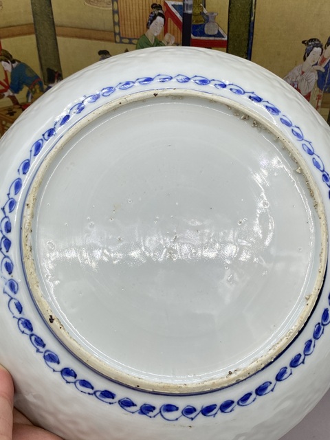 古玩陶瓷明晚期 青花花鳥模印紋盤拍賣,當前價格2977元