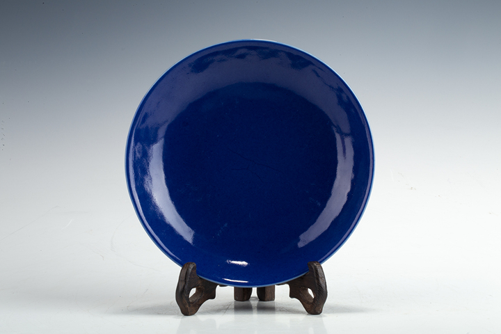 古玩陶瓷清光緒·霽藍釉盤（官）真品鑒賞圖