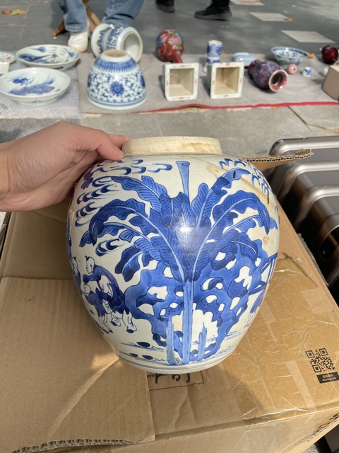 古玩陶瓷青花人物故事罐真品鑒賞圖