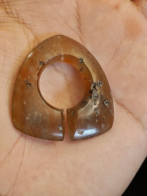 古玩玉器老瑪瑙玨真品鑒賞圖