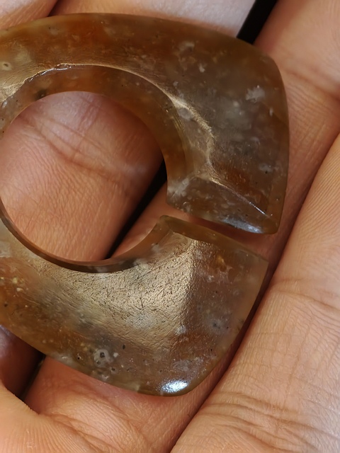 古玩玉器老瑪瑙玨真品鑒賞圖