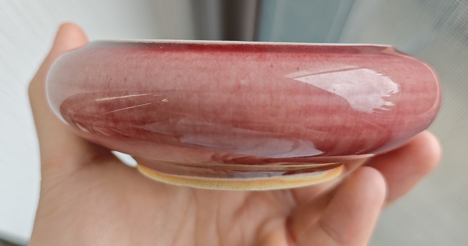 古玩陶瓷郎紅釉水洗真品鑒賞圖