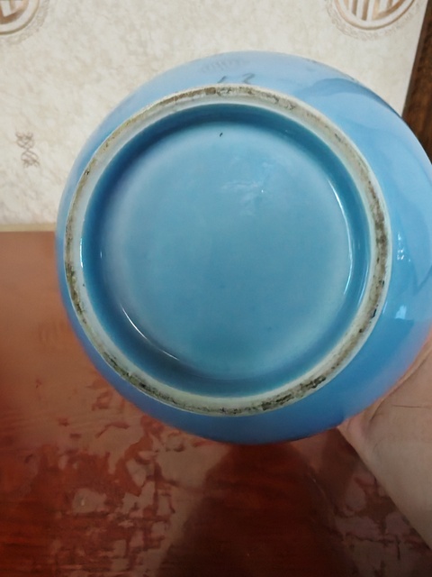 古玩陶瓷天藍釉天球瓶真品鑒賞圖