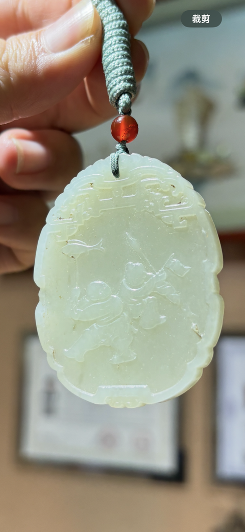 古玩玉器和田玉雕“平升三級”牌真品鑒賞圖