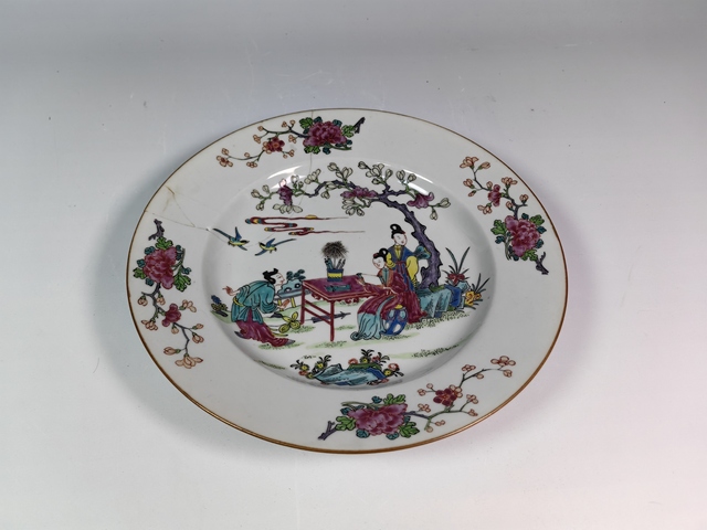 古玩陶瓷雍正人物故事紋粉彩賞盤(pán)真品鑒賞圖