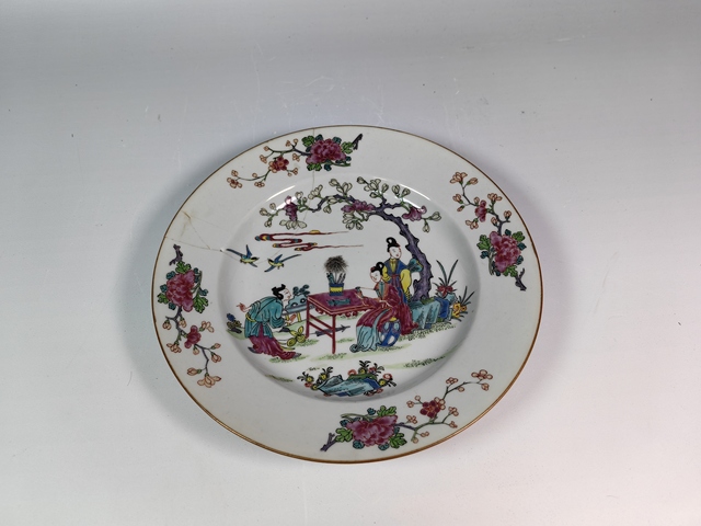 古玩陶瓷雍正人物故事紋粉彩賞盤(pán)真品鑒賞圖