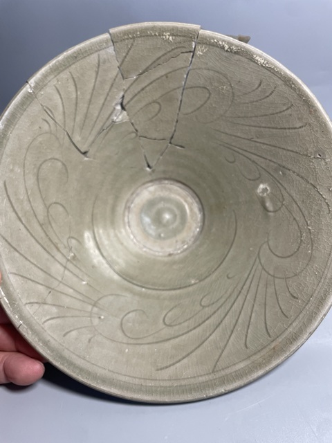 古玩陶瓷耀州窯劃花大碗標本拍賣，當前價格2000元