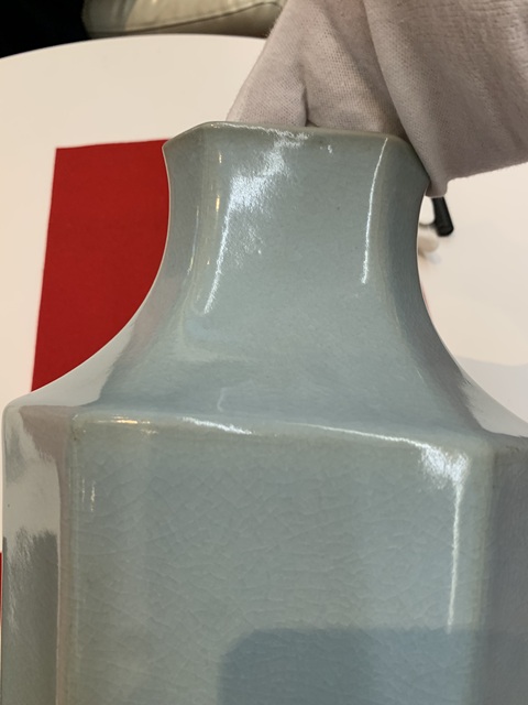 古玩陶瓷仿汝釉八方尊，平臺不允許估價真品鑒賞圖