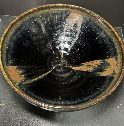 古玩陶瓷黑釉鐵銹花狗舔斑碗真品鑒賞圖