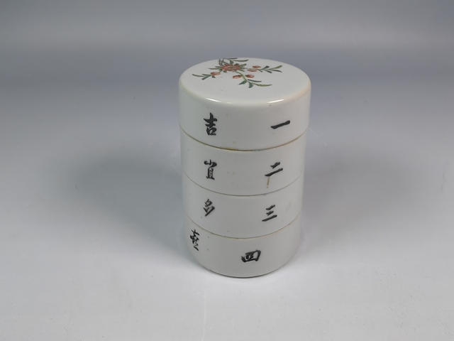 古玩陶瓷晚清民國花卉紋粉彩節盒真品鑒賞圖