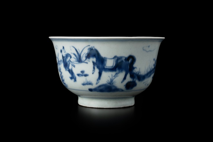 古玩陶瓷人物紋青花碗真品鑒賞圖