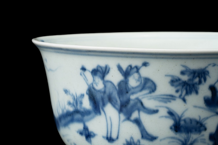 古玩陶瓷人物紋青花碗真品鑒賞圖