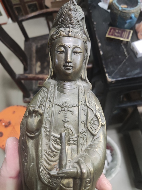 古玩銅器銅觀音真品鑒賞圖