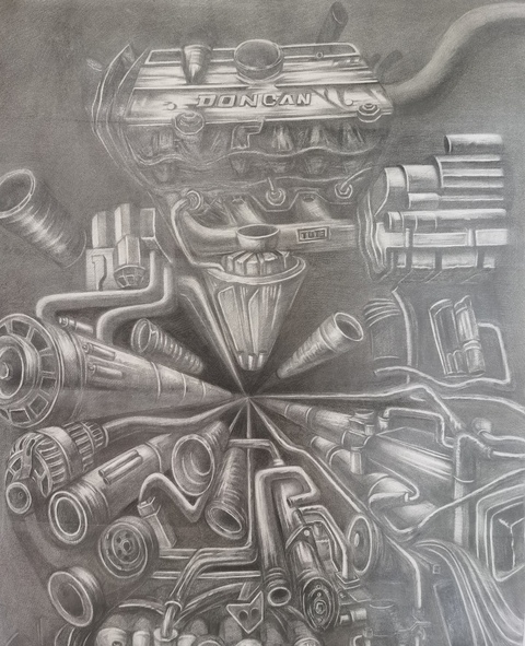 古玩字畫冷軍大師入室弟子湖北美展金獎得主張青素描拍賣，當前價格1288元