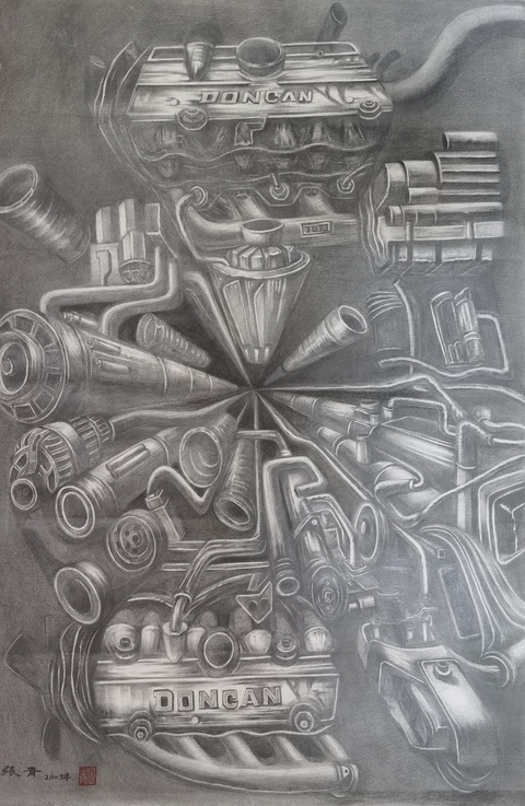 古玩字畫冷軍大師入室弟子湖北美展金獎得主張青素描拍賣，當前價格1288元