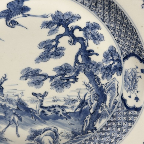 古玩陶瓷鶴紋青花盤真品鑒賞圖