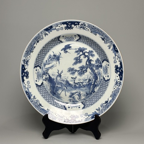 古玩陶瓷鶴紋青花盤真品鑒賞圖