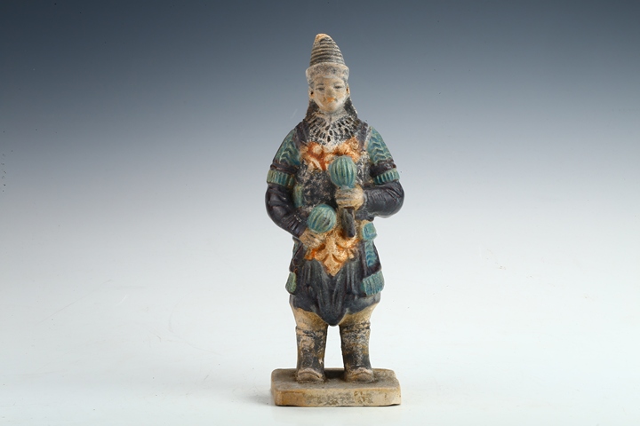 古玩陶瓷明代·三彩人物立俑真品鑒賞圖