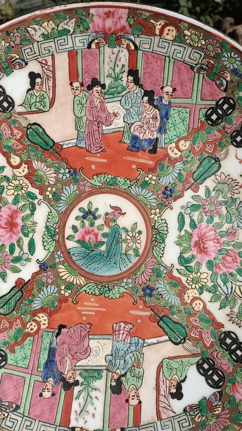 古玩陶瓷廣彩人物故事盤，平臺不允許估價真品鑒賞圖