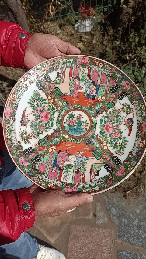 古玩陶瓷廣彩人物故事盤，平臺不允許估價真品鑒賞圖