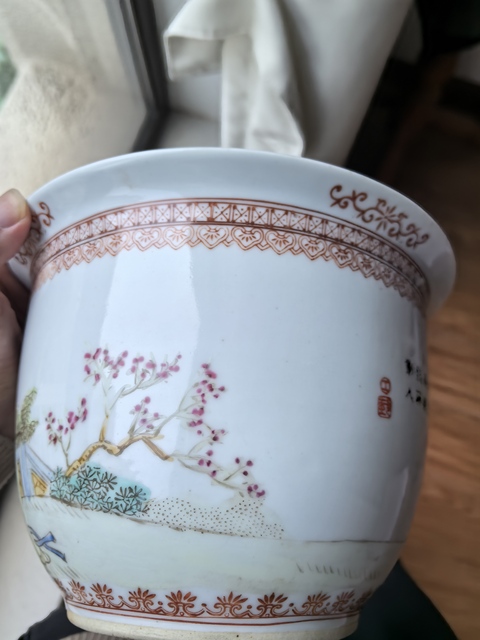 古玩陶瓷粉彩人物花盆拍賣，當前價格1280元