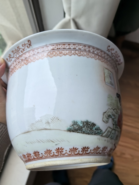 古玩陶瓷粉彩人物花盆拍賣，當前價格1280元