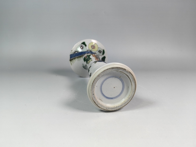 古玩陶瓷清晚五彩人物故事紋花觚真品鑒賞圖