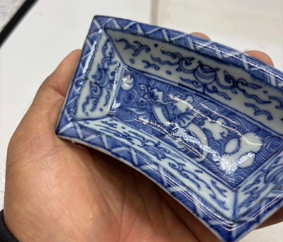 古玩陶瓷青花花卉紋串盤真品鑒賞圖