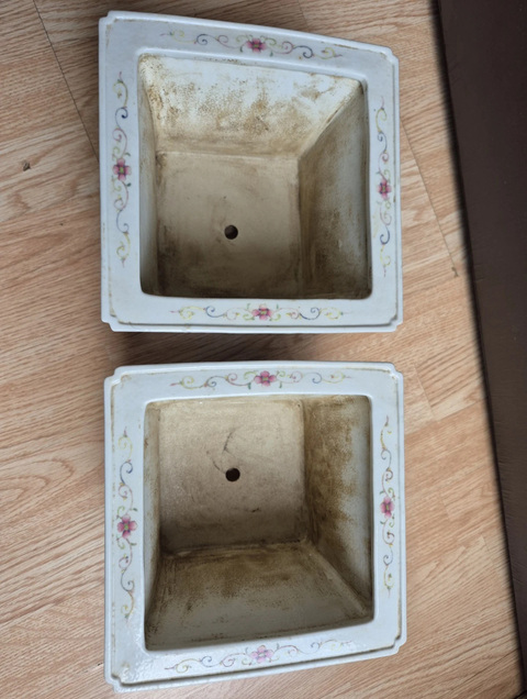 古玩陶瓷民國 粉彩人物四方花盆真品鑒賞圖