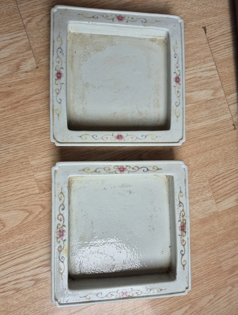 古玩陶瓷民國 粉彩人物四方花盆真品鑒賞圖